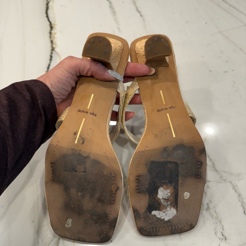 Dolce Vita Tan Sandals with Square Toe and Textured Straps - Picture 9 of 9
